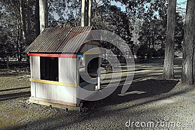 Kids cubby house in a rural setting Stock Photo